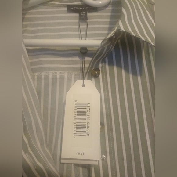 Universal Standard Elbe Stretch Poplin Shirt Sage/White 6-8 - Picture 3 of 4